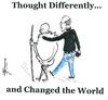 Cartoon: Thought Differently (small) by Thommy tagged steve jobs mahatma gandhi