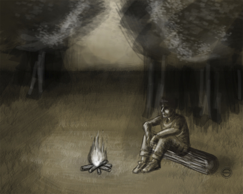 Cartoon: chilling (medium) by sahin tagged chilling,in,the,wood,campfire,trees,night,sit