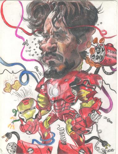 Cartoon: Robert Downey Jr is Ironman (medium) by RoyCaricaturas tagged ironman,downey,actors,hollywood
