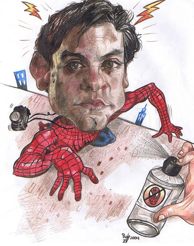 Cartoon: Tobey Maguire is Peter Parker. (medium) by RoyCaricaturas tagged spiderman,maguire,tobey,hollywood,actors