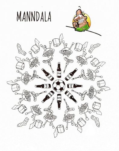 Cartoon: MANNDALA (medium) by geralddotcom tagged mann,man,grillen,mandala,manndala,bier