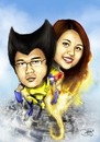 Cartoon: couple xmen (small) by juwecurfew tagged wolverine phoenix xmen caricature