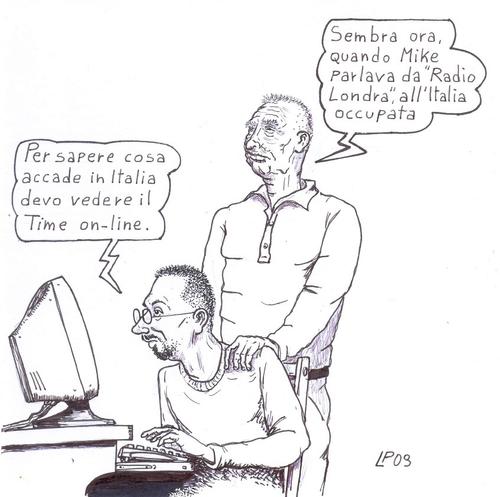 Cartoon: addio mike addio italia (medium) by paolo lombardi tagged italy,berlusconi,politics,satire,addio