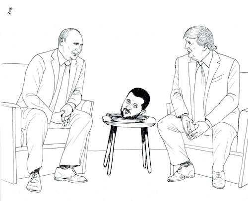 Cartoon: Alaska summit (medium) by paolo lombardi tagged alaska,trump,putin,zelensky