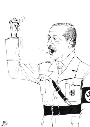 Cartoon: Erdogan speaking against Germany (medium) by paolo lombardi tagged turkey,germany,democracy,freedom