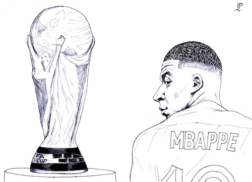 Cartoon: Goodbye cup (medium) by paolo lombardi tagged mbappe,france,argentina,football,qatar,worldcup