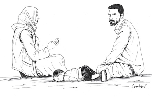 Cartoon: Jesus is dead (medium) by paolo lombardi tagged christmas,jesus,refugees,racism,war