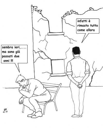 Cartoon: L Aquila oggi (medium) by paolo lombardi tagged politics,berlusconi,italy