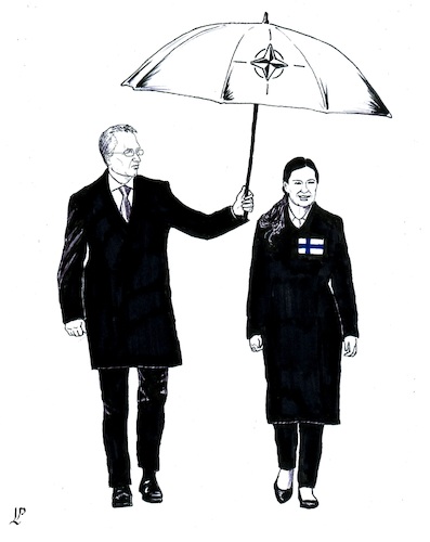 Cartoon: NATO s umbrella (medium) by paolo lombardi tagged finland,russia,putin,nato,war,peace,ukraine