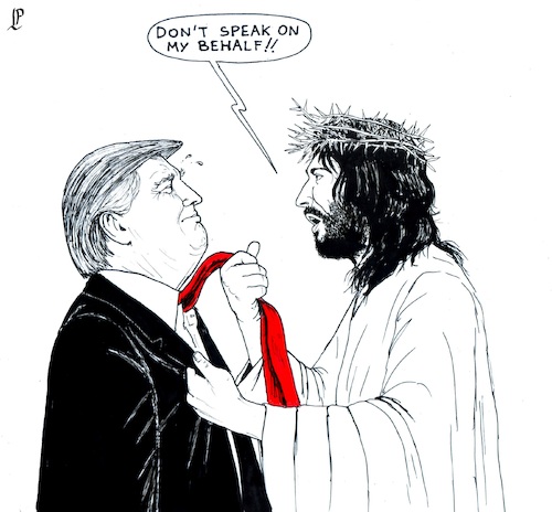 Cartoon: Second commandment (medium) by paolo lombardi tagged trump,jesus,bible,religion,blasphemy