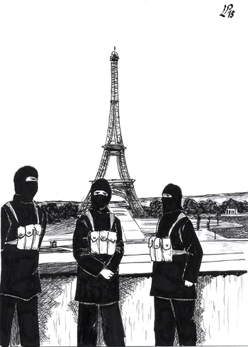 Cartoon: Souvenir photo in Paris (medium) by paolo lombardi tagged isis,paris,france,terrorism