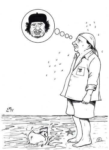 Cartoon: the Accomplice (medium) by paolo lombardi tagged italy,libia,berlusconi,gaddafi,politics