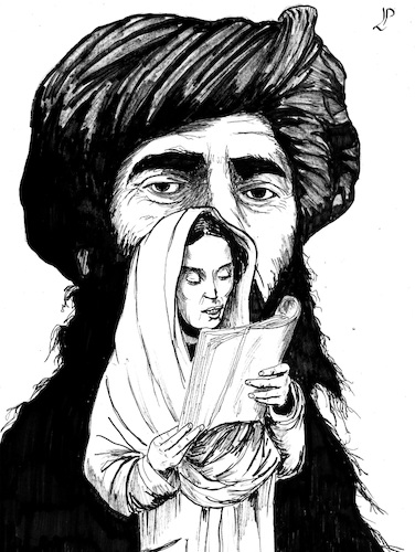 Cartoon: The End (medium) by paolo lombardi tagged afghanistan,taliban,women,children,school