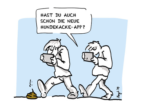 Cartoon: Augenauf (medium) by Mergel tagged app,virtuell,smartphone