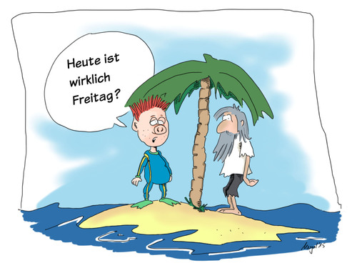 Cartoon: Freitag (medium) by Mergel tagged insel,robinson,freitag,sams,wochentag,kalender