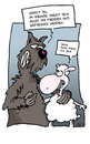Cartoon: Entscheidung (small) by Mergel tagged entscheidung,wahl,wolf,schaft,nahrungskette,fressen,sieger,verlierer,opfer,passiv,kampfgeist