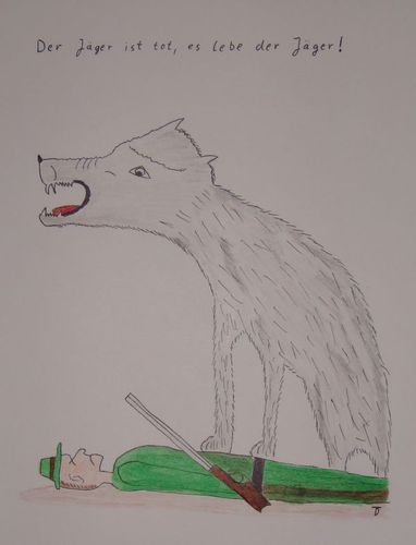 Cartoon: Der Jäger ist tot ... (medium) by LaRoth tagged jäger,wolf,tod,tot,hunter,death,dead