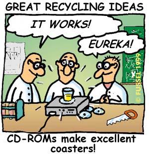Cartoon: Eureka (medium) by fussel tagged recycling,ideas,cdrom