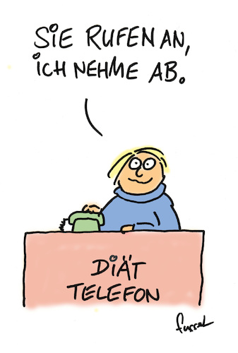 Cartoon: Geh ran! (medium) by fussel tagged diät,telefon,abnehmen,diät,telefon,abnehmen