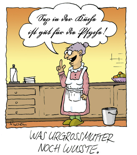 Cartoon: Vergessene Weisheiten (medium) by fussel tagged urgroßmutter,küche,psyche,weisheiten,großmutter
