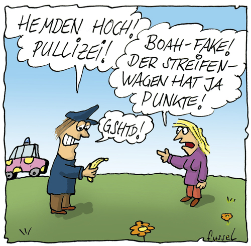 Cartoon: Vorsicht (medium) by fussel tagged trickbetrüger,pullizei,polizei,hemden,hoch,streifenwagen