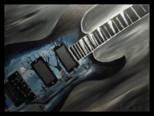 Cartoon: Guitars! (medium) by Krinisty tagged guitar,music,jackson,dinky,metal,fun,painting,acrylic,krinisty,art,photography