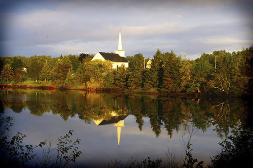 Cartoon: Early morning Frosty Church (medium) by Krinisty tagged water,church,scenic,photography,krinisty,trees