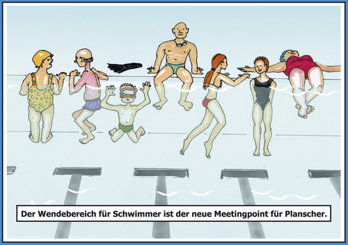 Cartoon: Pool-Party (medium) by SoRei tagged pool,freibad,schwimmbad,wendebereich,beckenrand,abhängen,chillen,stören,schwimmen
