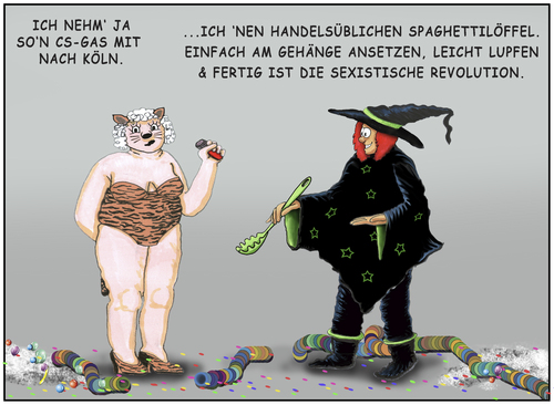 Cartoon: Sexistische Revulotion (medium) by SoRei tagged revolution,sexistische,maske,kostüm,verkleidung,fasching,umzug,weiberfastnacht,jecken,köln,lspaghettilöffel,karneva,neosexuelle,sexuelle,sexy,katze,böse,hexe,übergriffe,unsittliches,berühren,grapschen,gegenwehr,selbsthilfe,selbstjustiz,sexismus,cs,gas,pfefferspray,jeck,sexualdelikt,bedrängen,nötigen,alaaf,bützchen,rußiger,freitag,nelkensamstag,tulpensonntag,rosenmontag,veilchendienstag,aschermittwoch,klingeldienstag,kappessonntag,notwehr,karneva,lspaghettilöffel,köln,jecken,weiberfastnacht,umzug,fasching,verkleidung,kostüm,maske,sexistische,revolution,neosexuelle,sexuelle,sexy,katze,böse,hexe,übergriffe,unsittliches,berühren,grapschen,gegenwehr,selbsthilfe,selbstjustiz,sexismus,cs,gas,pfefferspray,jeck,sexualdelikt,bedrängen,nötigen,alaaf,bützchen,rußiger,freitag,nelkensamstag,tulpensonntag,rosenmontag,veilchendienstag,aschermittwoch,klingeldienstag,kappessonntag,notwehr