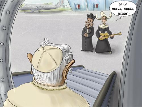 Cartoon: Pope in Paris (medium) by Vanmol tagged sarkozy,pope,bruni,paris