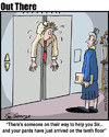 Cartoon: up (small) by George tagged up,elevator,pants