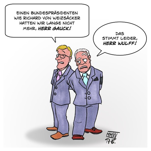 Cartoon: Richard von Weizsäcker ist tot (medium) by Timo Essner tagged weizsäcker,gauck,wulff,bundespräsident,deutschland,weizsäcker,gauck,wulff,bundespräsident,deutschland