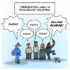 Cartoon: Terroristen in SH (small) by Timo Essner tagged terroristen sh schleswig holstein terror verdächtige gsg9 flüchtlinge flüchtlingesheime cartoon timo essner