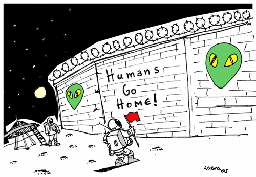 Cartoon: Go Home (medium) by Carma tagged immigration,fluss,immmigrants,space,alien