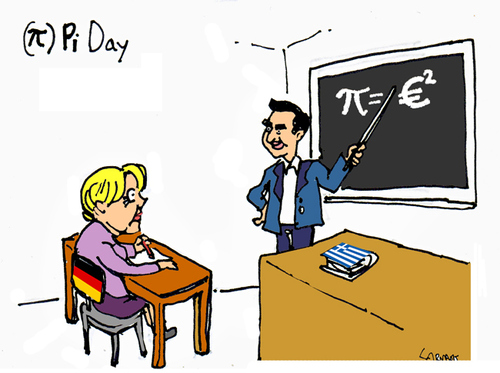 Cartoon: Pi Day (medium) by Carma tagged pi,day,greek,tsipras,merkel