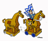 Cartoon: Horses (small) by Carma tagged horses,horse,of,troy,troyka,greece,alexis,tsipras,angela,merkel