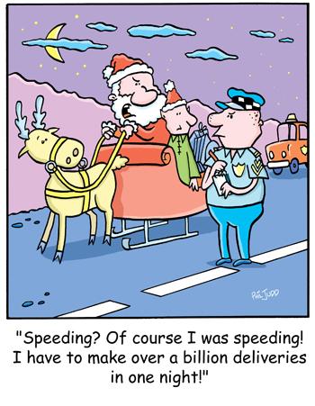 Cartoon: TP0194christmassanta (medium) by comicexpress tagged santa,claus,christmas,speeding,vehicle,police,traffic,cop