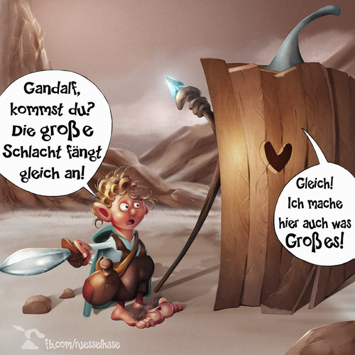Cartoon: Der Hobbit (medium) by Rüsselhase tagged hobbit,gandalf,herr,der,ringe,wc