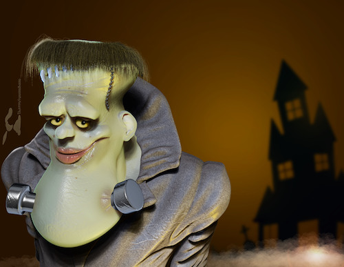Cartoon: Frankenstein Monster (medium) by Rüsselhase tagged frankenstein,monster,halloween