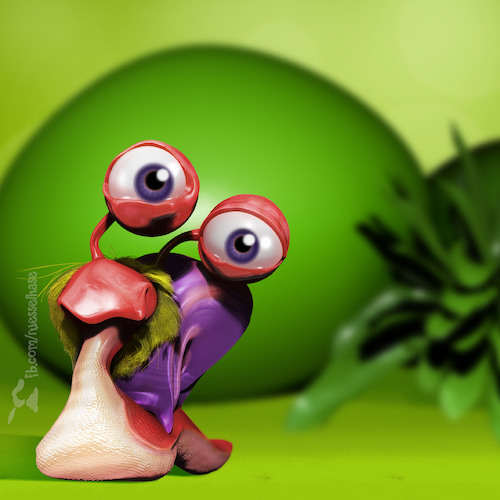 Cartoon: Slug (medium) by Rüsselhase tagged slug,fun,sweet,green,digital,deep
