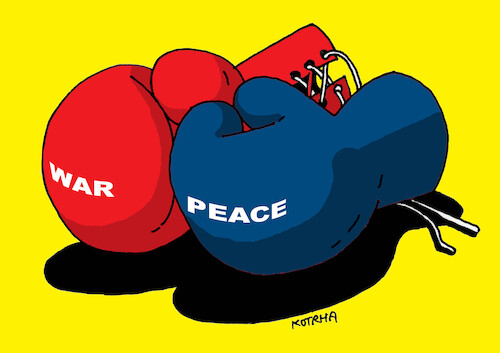 Cartoon: boxmier-en (medium) by Lubomir Kotrha tagged war,peace,war,peace