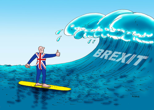 Cartoon: brexvlna (medium) by Lubomir Kotrha tagged eu,brexit,great,britain,boris,johnson,euro,libra