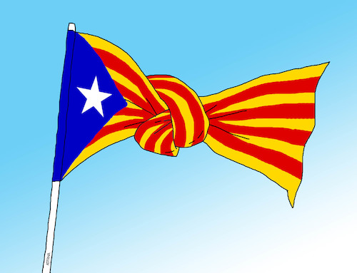 Cartoon: catalflag (medium) by Lubomir Kotrha tagged independence,referendum,catalonia,spain,europe,euro,peace