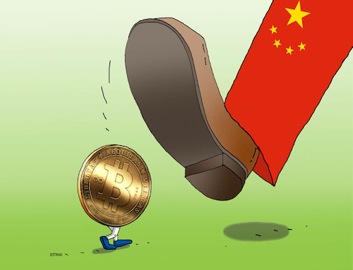 Cartoon: chinabit21 (medium) by Lubomir Kotrha tagged china,bitcoin,china,bitcoin