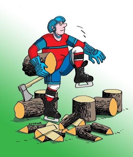 Cartoon: drevorubac (medium) by Lubomir Kotrha tagged ice,hockey