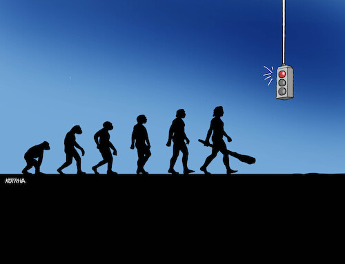 Cartoon: evosemafor (medium) by Lubomir Kotrha tagged evolution,evolution