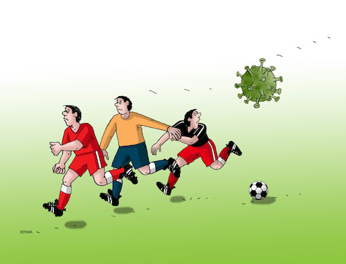 Cartoon: futkoron (medium) by Lubomir Kotrha tagged sport,soccer,covid19,sport,soccer,covid19