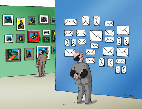 Cartoon: galeria-far (medium) by Lubomir Kotrha tagged art,da,vinci,van,gogh,auction,money,christies,museum