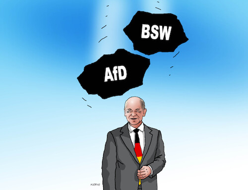 Cartoon: gerkamene (medium) by Lubomir Kotrha tagged deutschland,wahlen,sachsen,thüringen,afd,bsw,deutschland,wahlen,sachsen,thüringen,afd,bsw