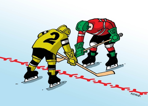 Cartoon: hranice (medium) by Lubomir Kotrha tagged hokej,hockey,world,cup